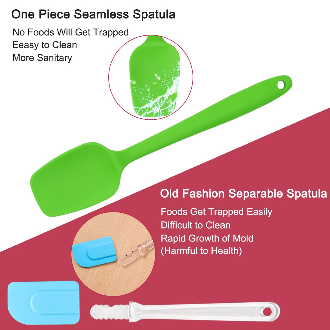 uxcell 3-Piece Heat Resistant Silicone Spatula Set - Non-Scratch Kitchen Turner & Non-Stick Spatula for Cooking, Baking, and Scraping - Perfect for Flipping Pancakes and Stirring Sauces