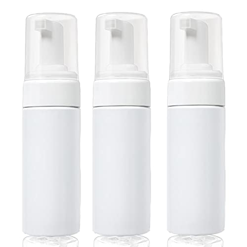 3-Pack Travel-Sized Foaming Pump Bottles - 100ml BPA-Free Refillable Soap Dispensers for Hand Soap, Shampoo & Cosmetics | Portable Toiletries for Camping, Gym & Air Travel (White)