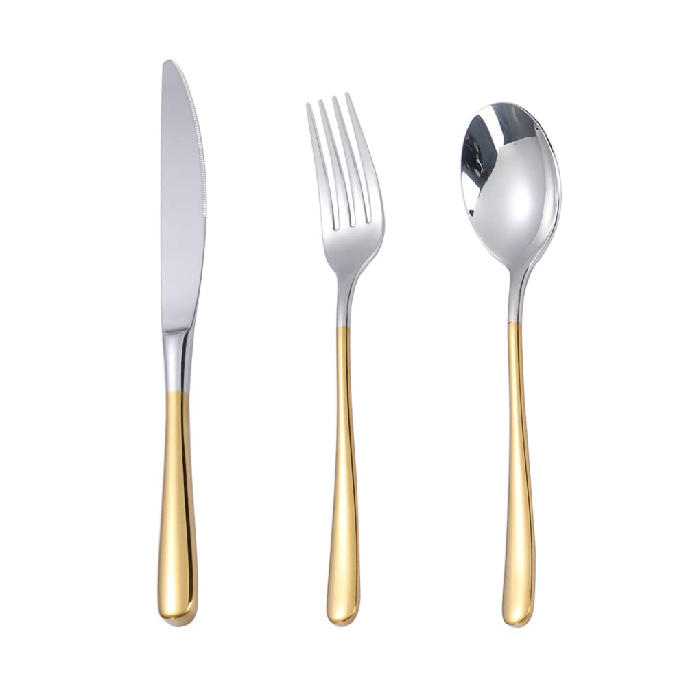 36-Piece Stainless Steel Flatware Set for 12 - Premium Silverware Set with Dinner Knives, Forks & Spoons - Modern Mirror Polished Design, Dishwasher Safe (Yellow) - Perfect for Restaurants, Weddings & Dinner Parties