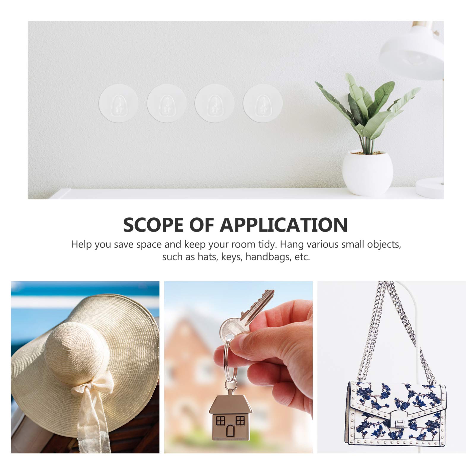 8-Piece Cabilock No Trace Adhesive Hooks - Heavy Duty Wall Hooks for Clothes, Towels & Home Organization - Strong Waterproof Mounting Hooks for Bathroom, Kitchen & Bedroom (White) - Perfect for Hanging Robes, Keys, Hats & Decor