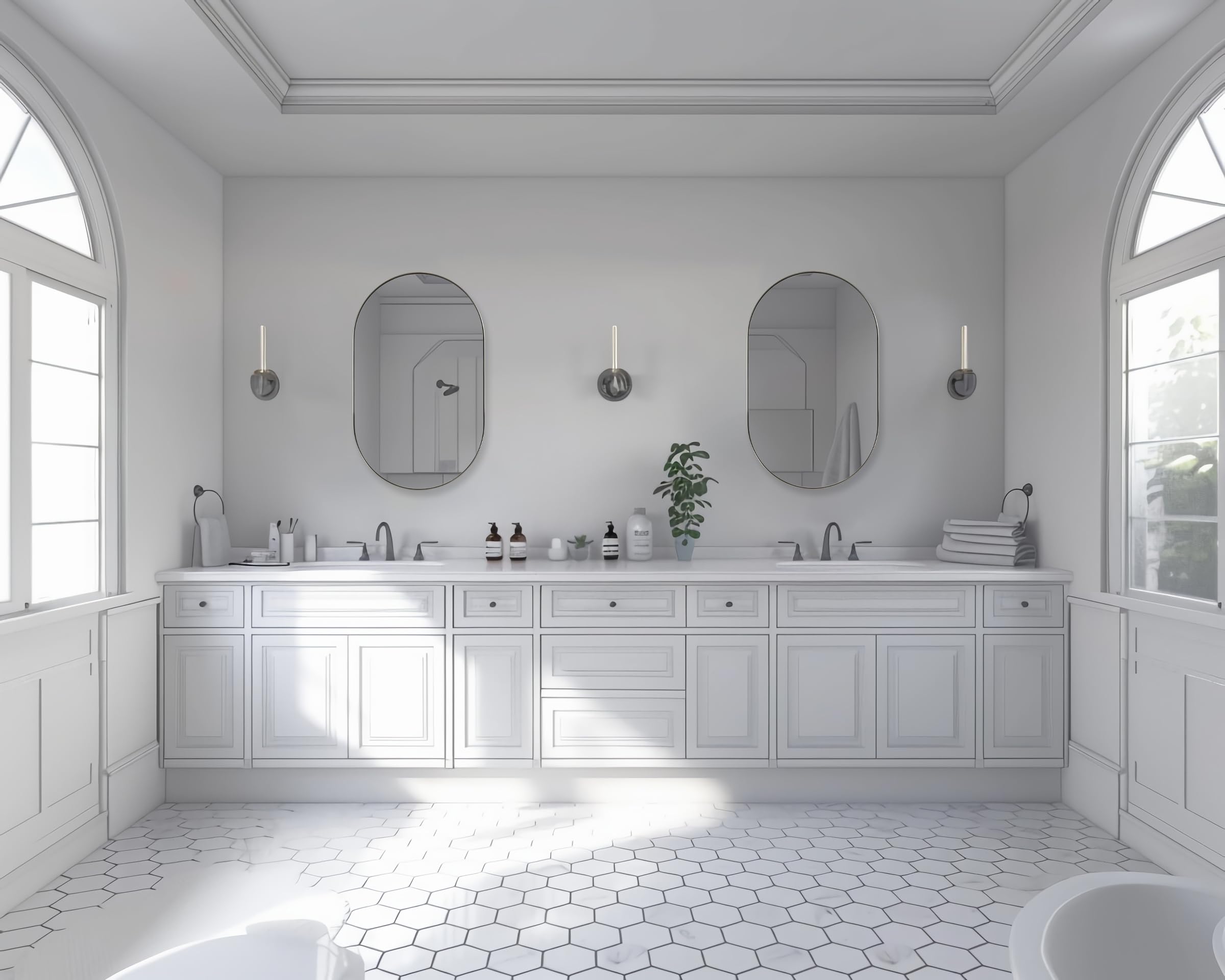 20x33 Inch Oval Chrome Bathroom Mirror - Polished Silver Thin Frame Wall Mirror for Limited Space | Perfect for Small Bathrooms, Vanities, and Powder Rooms