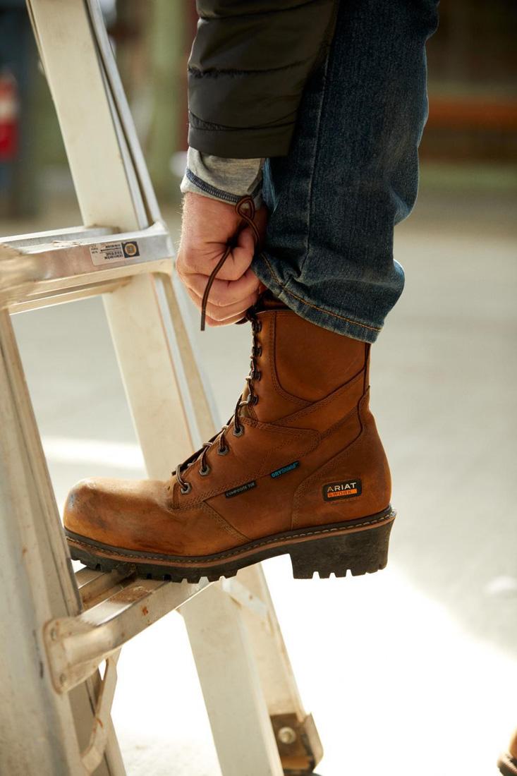 Logger Shock Shield Composite Toe Waterproof Work Boot Copper Brown