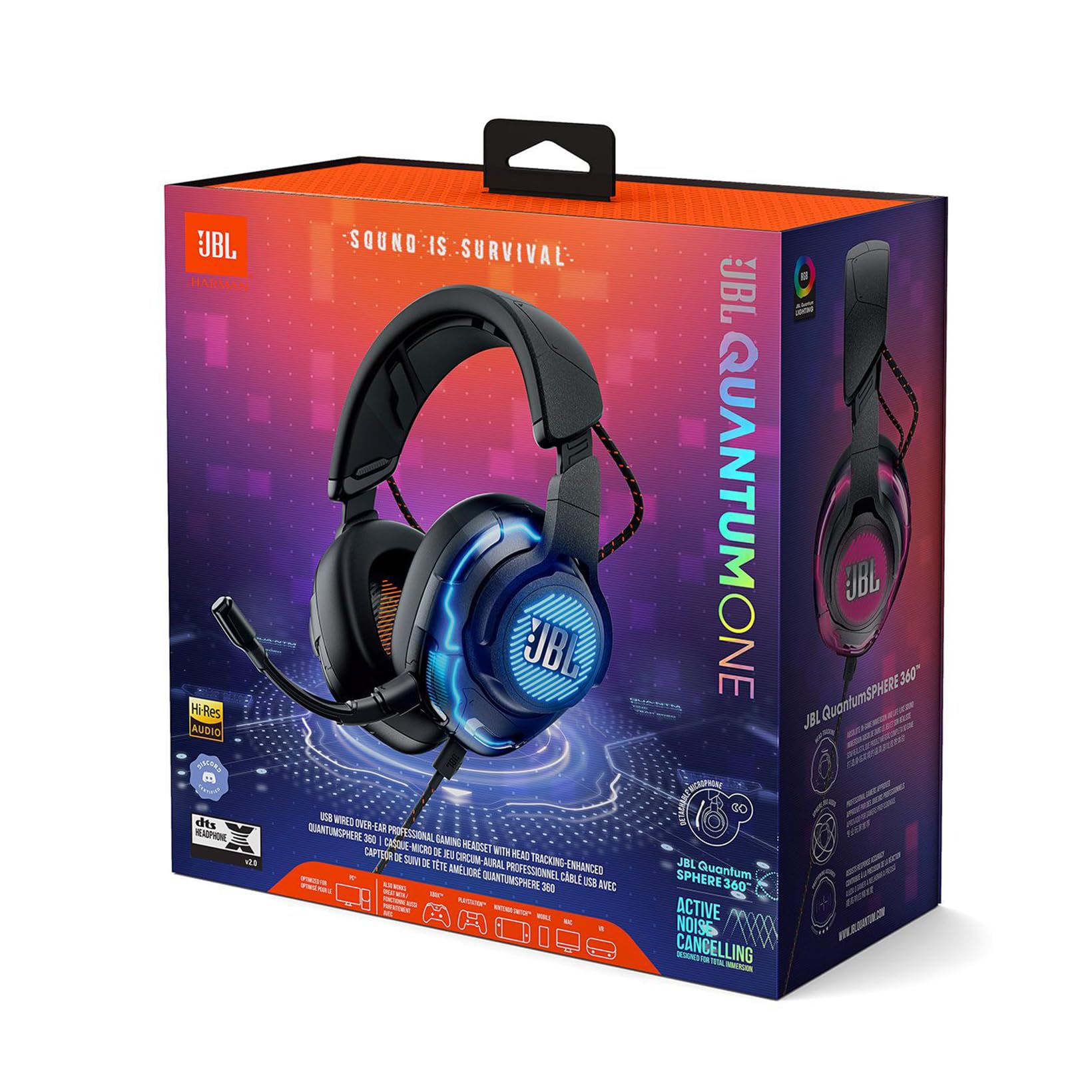 JBL Quantum ONE Over-Ear USB Wired Gaming Headset with Head Tracking & QuantumSPHERE 360 Technology - Noise Cancelling Mic for PC, PS4, PS5, Xbox Series X/S - Perfect for Competitive Gaming & Immersive Audio Experience