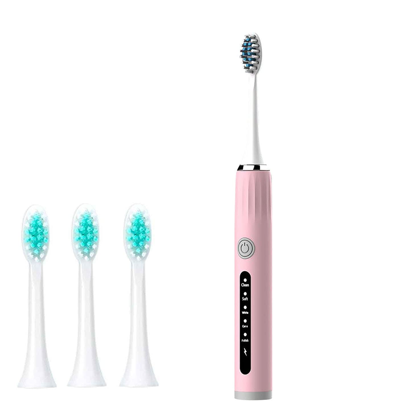 JANWEHIT Electric Toothbrush for Adults - 5 Cleaning Modes, 4 Replacement Brush Heads, USB Rechargeable, Super Clean Technology (Pink) | Perfect for Home Use, Travel & Daily Oral Care