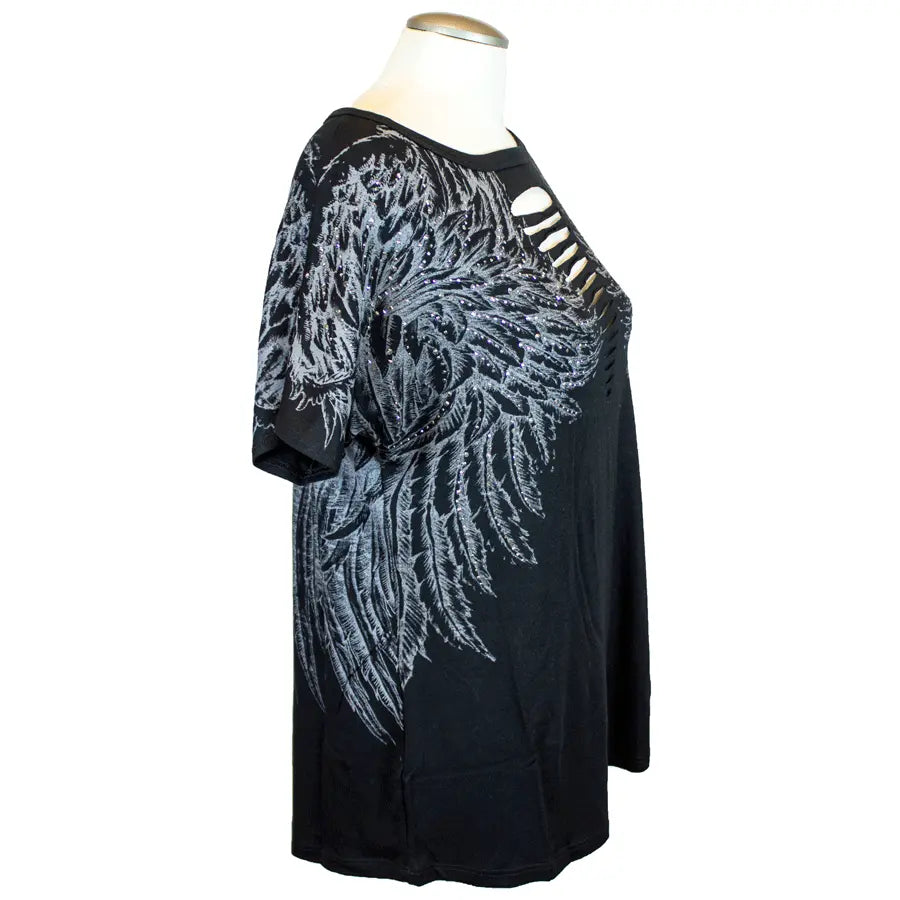 Liberty Wear Women's Sexy Cut Out Wing Design Sleeveless Tops - Perfect for Night Out, Party, and Summer Fashion