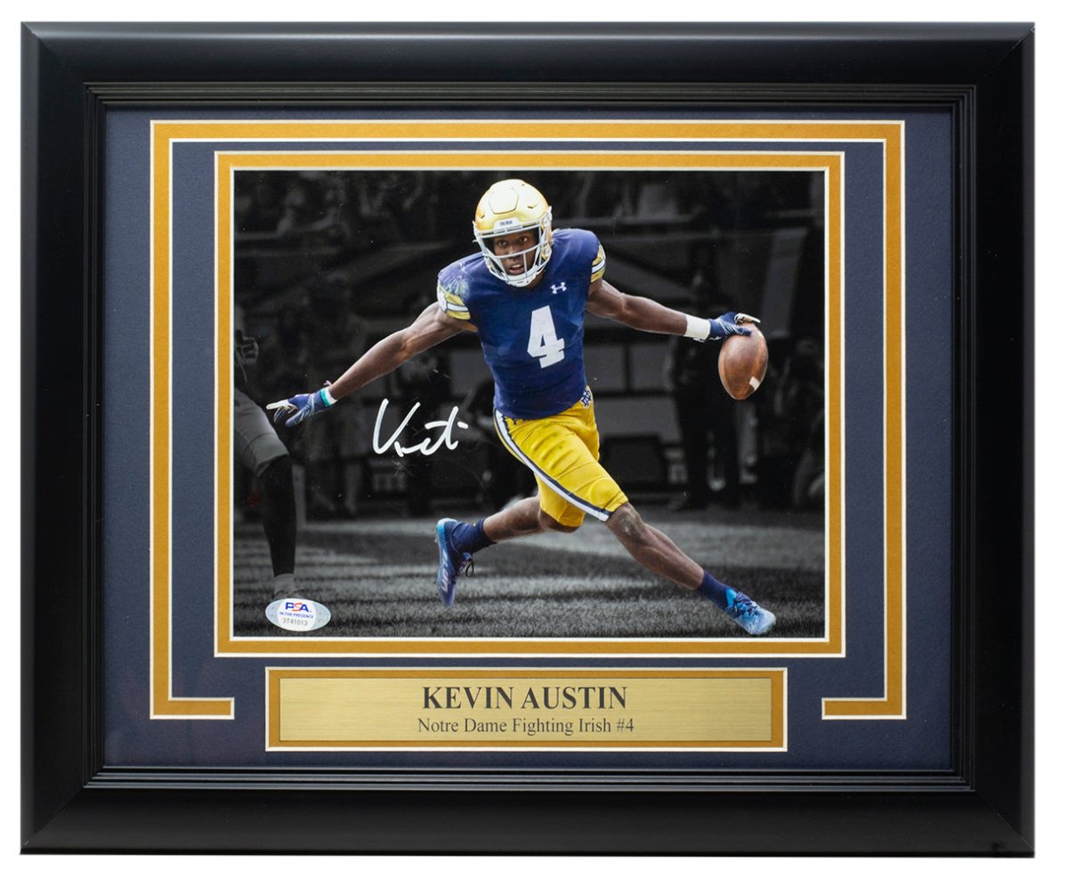 Kevin Austin Jr. Autographed Framed Notre Dame 8x10 Football Photo with PSA Certification - Perfect for Sports Memorabilia Collectors and Fighting Irish Fans