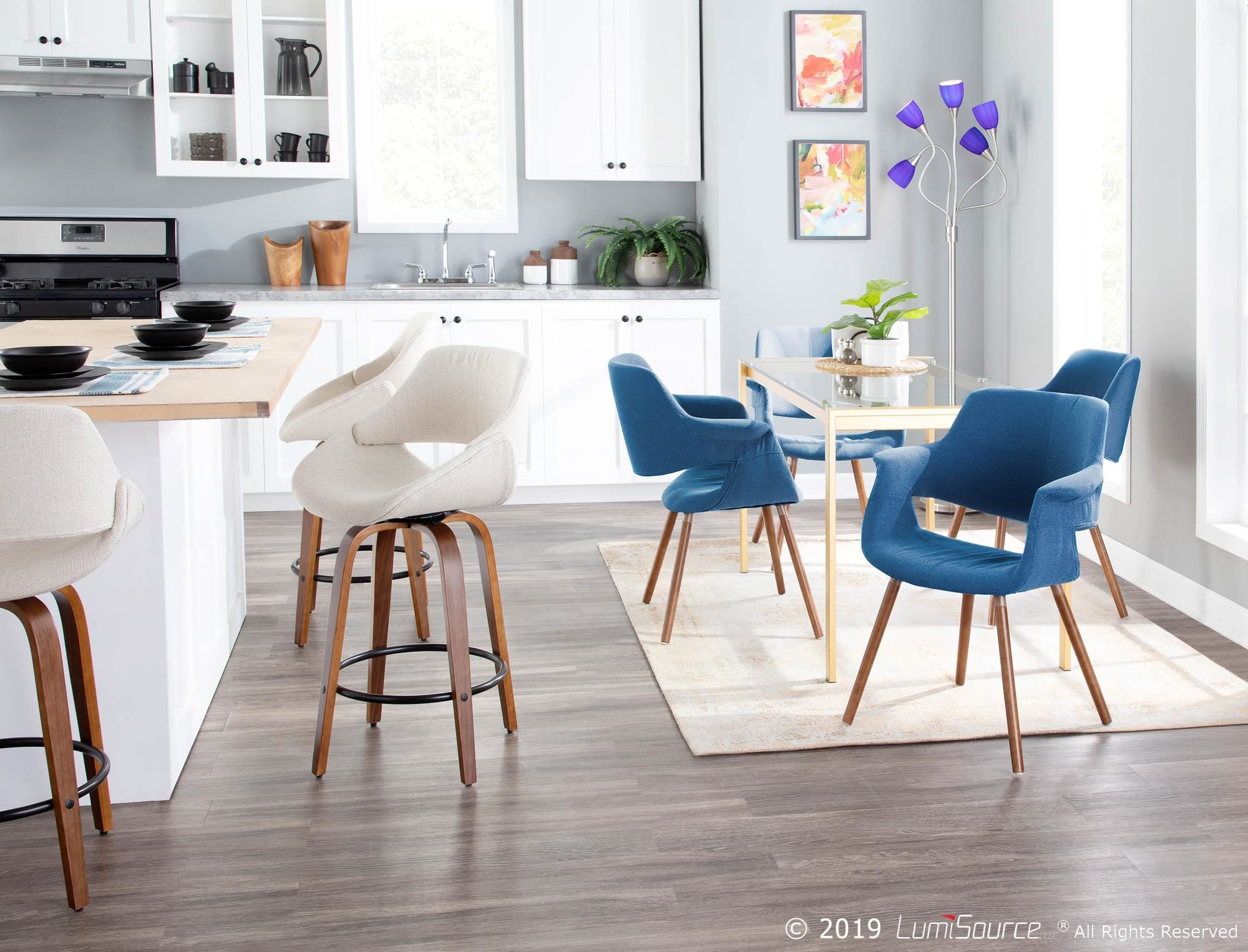 LumiSource Walnut Wood Counter Stools Set of 2 - 24