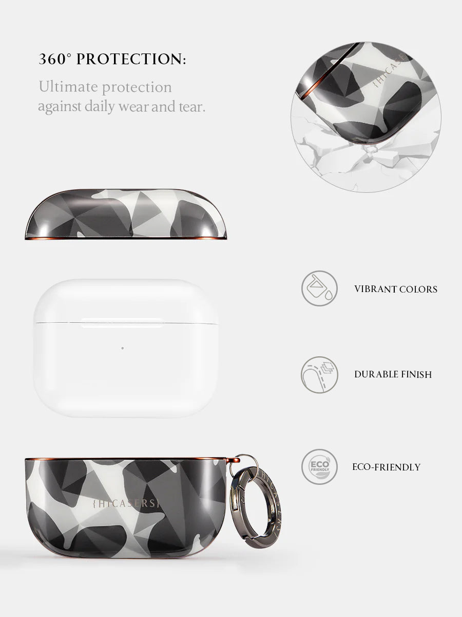 Checkered Blossom AirPods Case for AirPods 1/2/3 & Pro - Stylish Deep Grey Protective Cover - Perfect for Daily Use, Travel & Gift Giving