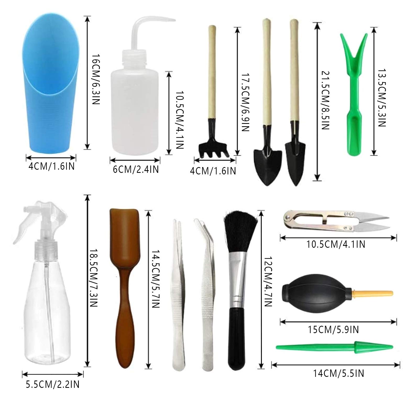 Kingsea 14-Piece Succulent Plant Tool Kit - Mini Garden Hand Transplanting Tools for Bonsai, Fairy Gardens & Plant Care | Perfect for Indoor Succulent Arrangements, Fairy Garden DIY & Home Gardening