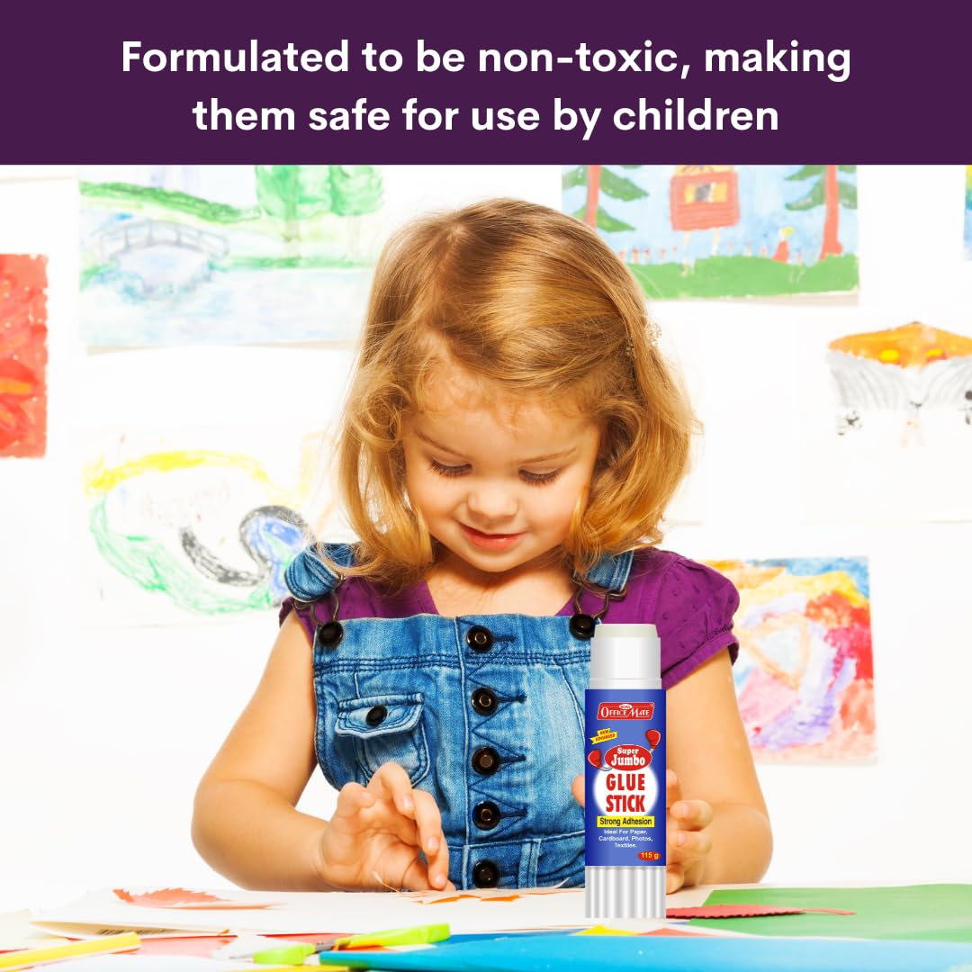 Soni Officemate 115g Non-Toxic Clear Glue Stick for Crafts, School Projects, DIY Decorations - Perfect for Scrapbooking, Paper Crafts & Home Decor