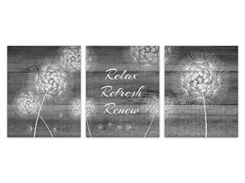 Rustic Bathroom Decor, Country Style Dandelion Canvas Art - 11x14 Inches Wall Art for Guest Room, Relaxing Home Decor - Perfect for Farmhouse, Cottage & Spa Bathroom Themes