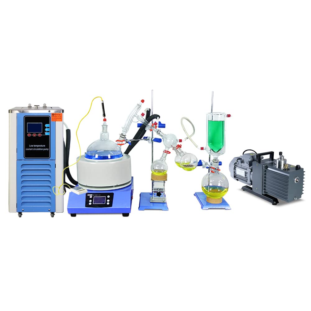5L Short Path Distillation Kit Complete Set with 5L Cooling Chiller & 2XZ-2 Rotary Vane Vacuum Pump | Lab Distillation Apparatus for Essential Oil Extraction, CBD Purification & Chemical Processing | Professional Vacuum Distillation Equipment for Home Labs & Research Facilities
