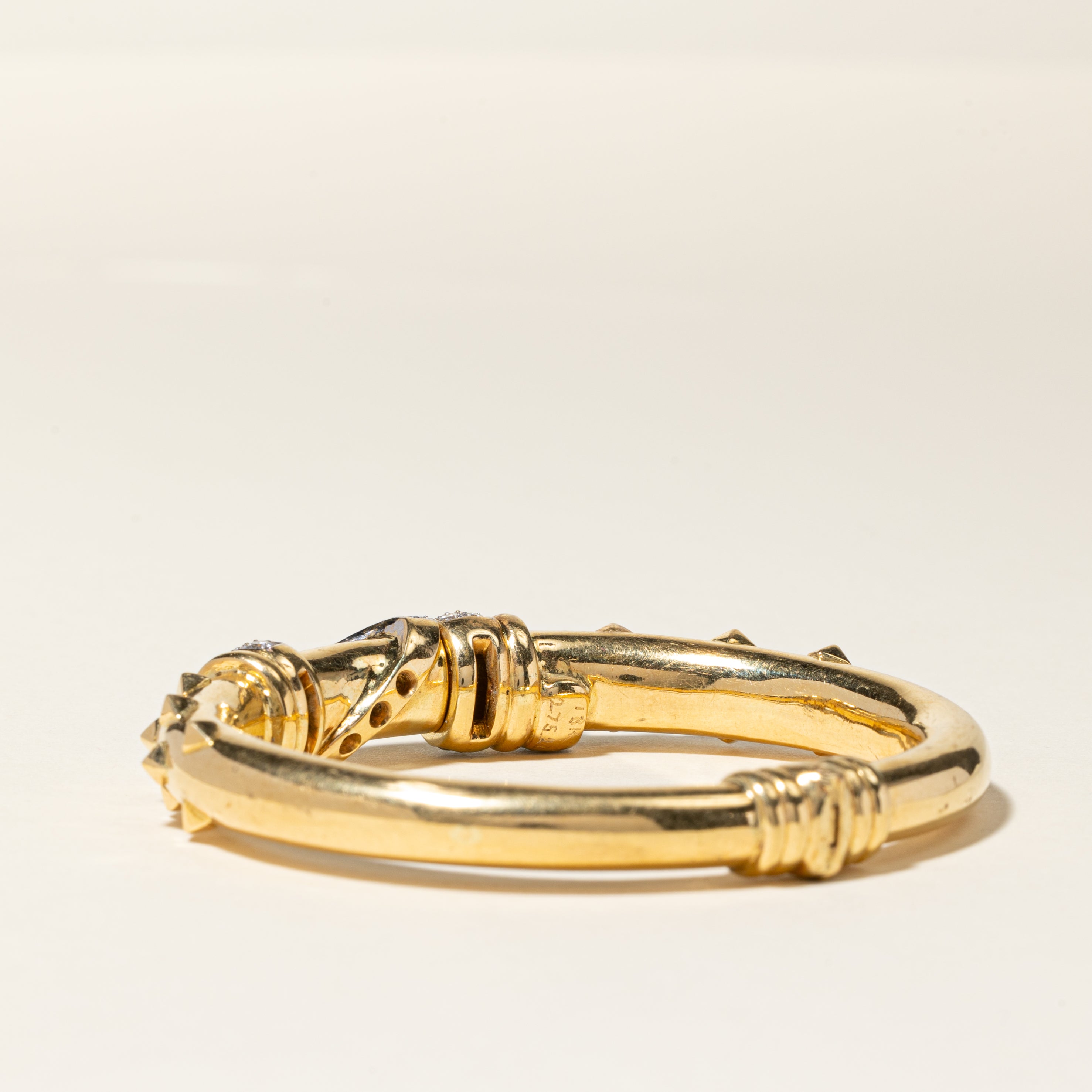 18K Yellow Gold Diamond Studded Bangle Bracelet for Women | 1.54ctw Total Weight | 6.5 Inch Adjustable | Luxury Jewelry Gift for Anniversary, Birthday & Special Occasions