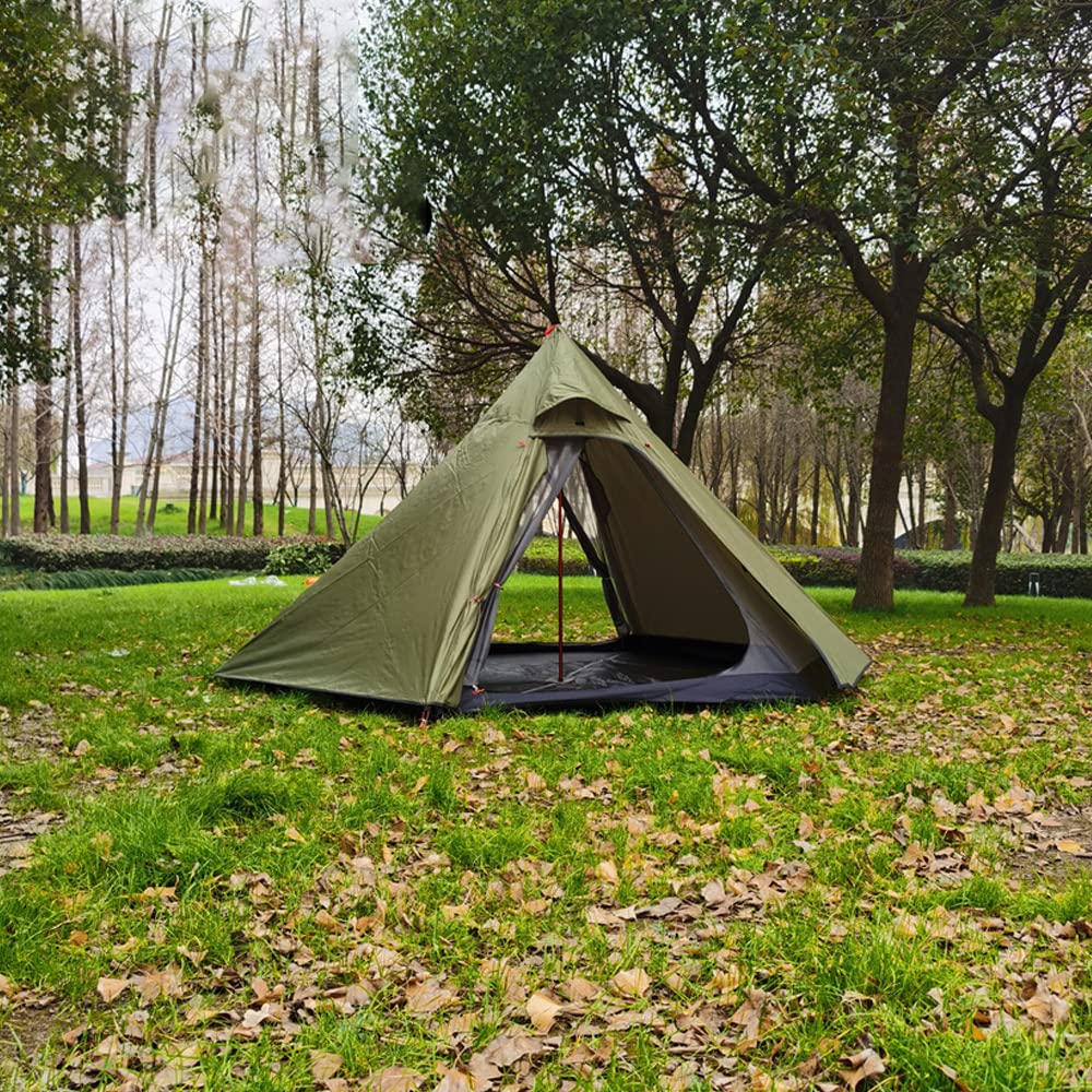 3-4 Person Tipi Hot Tent with Fire Retardant Stove Jack - Double Layer All-Weather Teepee Tent for Camping, Hiking & Backpacking | Lightweight & Easy Setup for Family & Group Outdoor Adventures