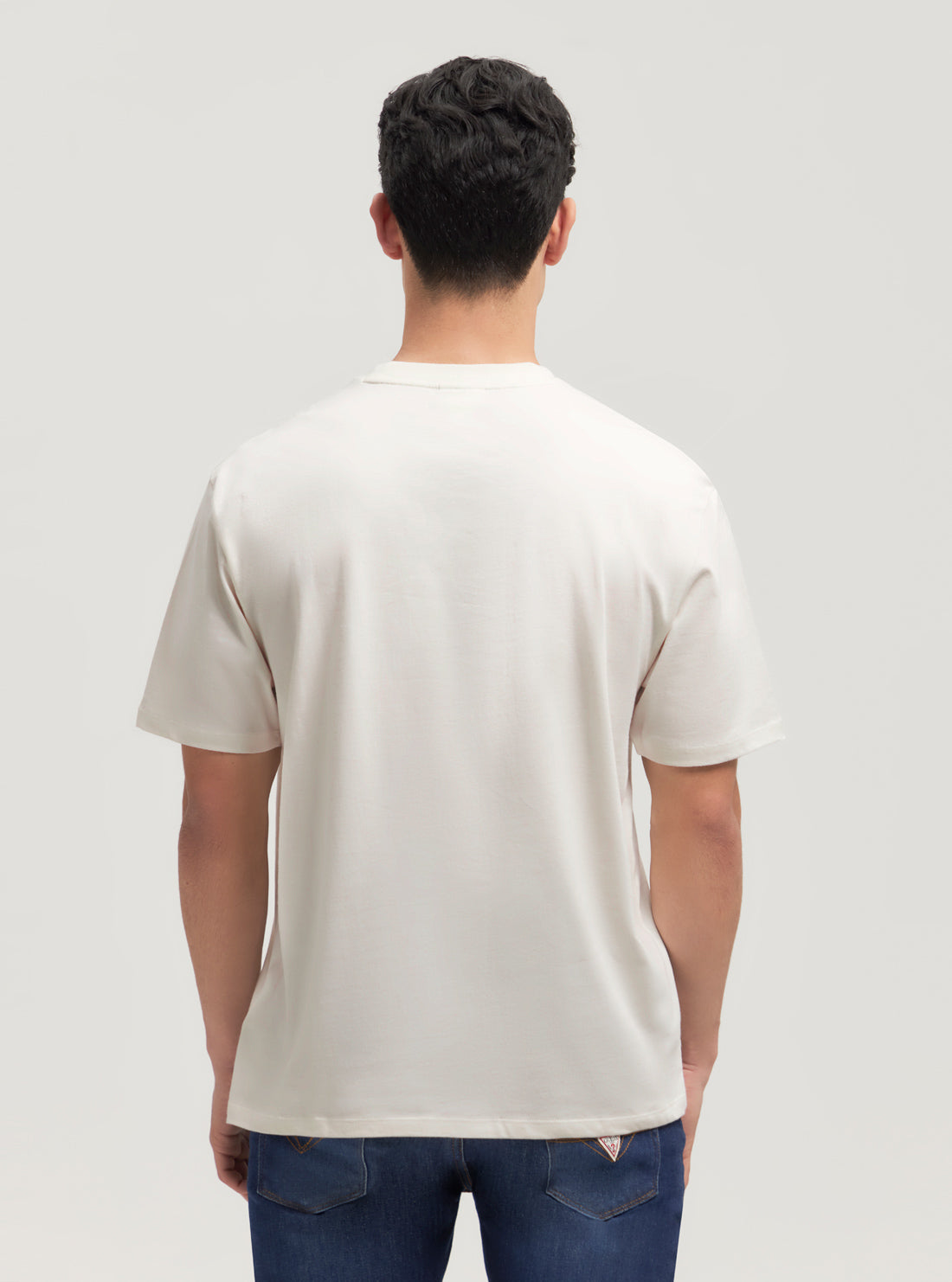 Guess Originals Beige Collegiate T-Shirt for Men | Vintage-Inspired Cotton Tee | Casual & Streetwear Style | Perfect for College, Outings & Everyday Wear