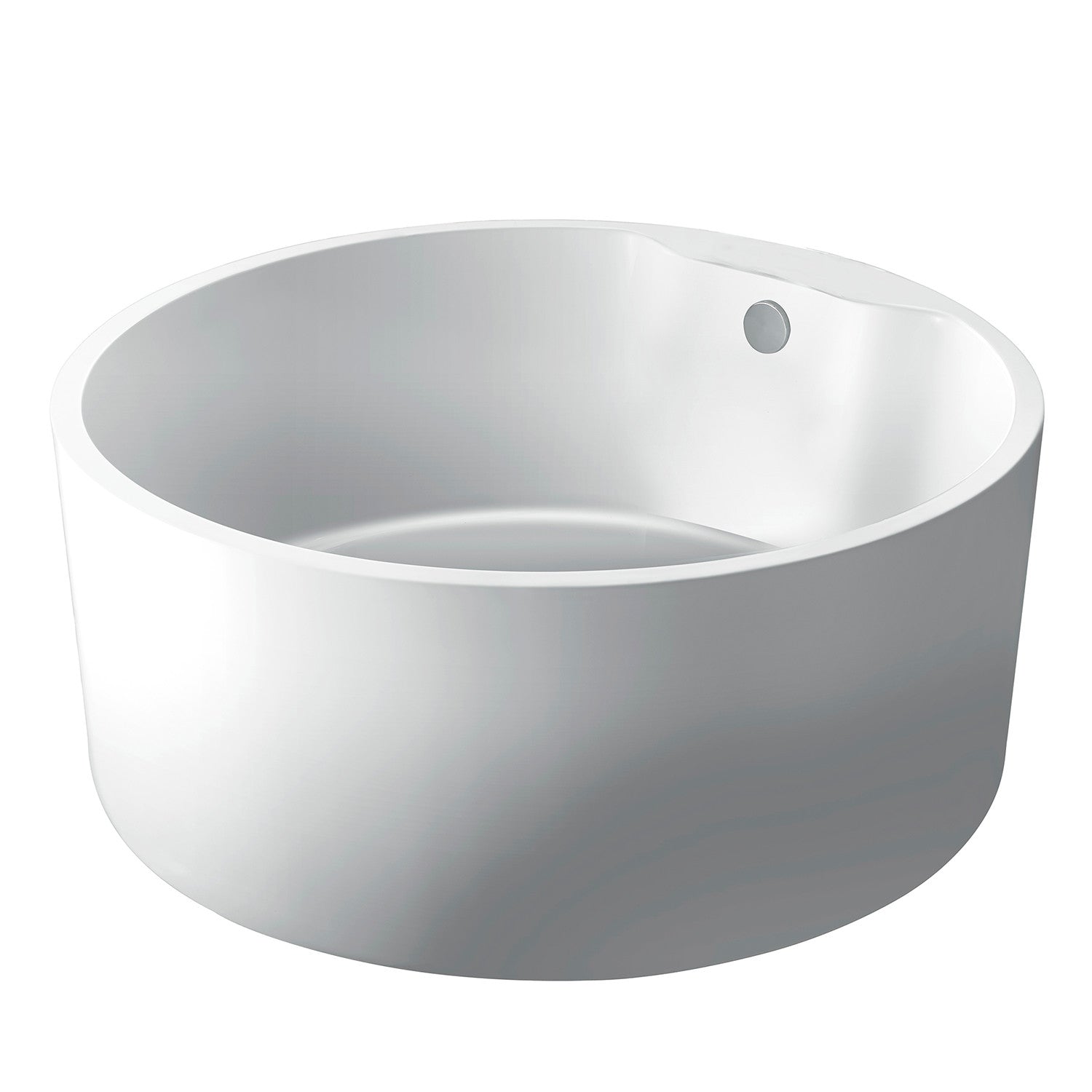 Aqua Eden 53 Inch Acrylic Round Freestanding Bathtub - Double Ended Soaking Tub with Drain, Glossy White Finish for Luxury Bathroom & Spa Relaxation