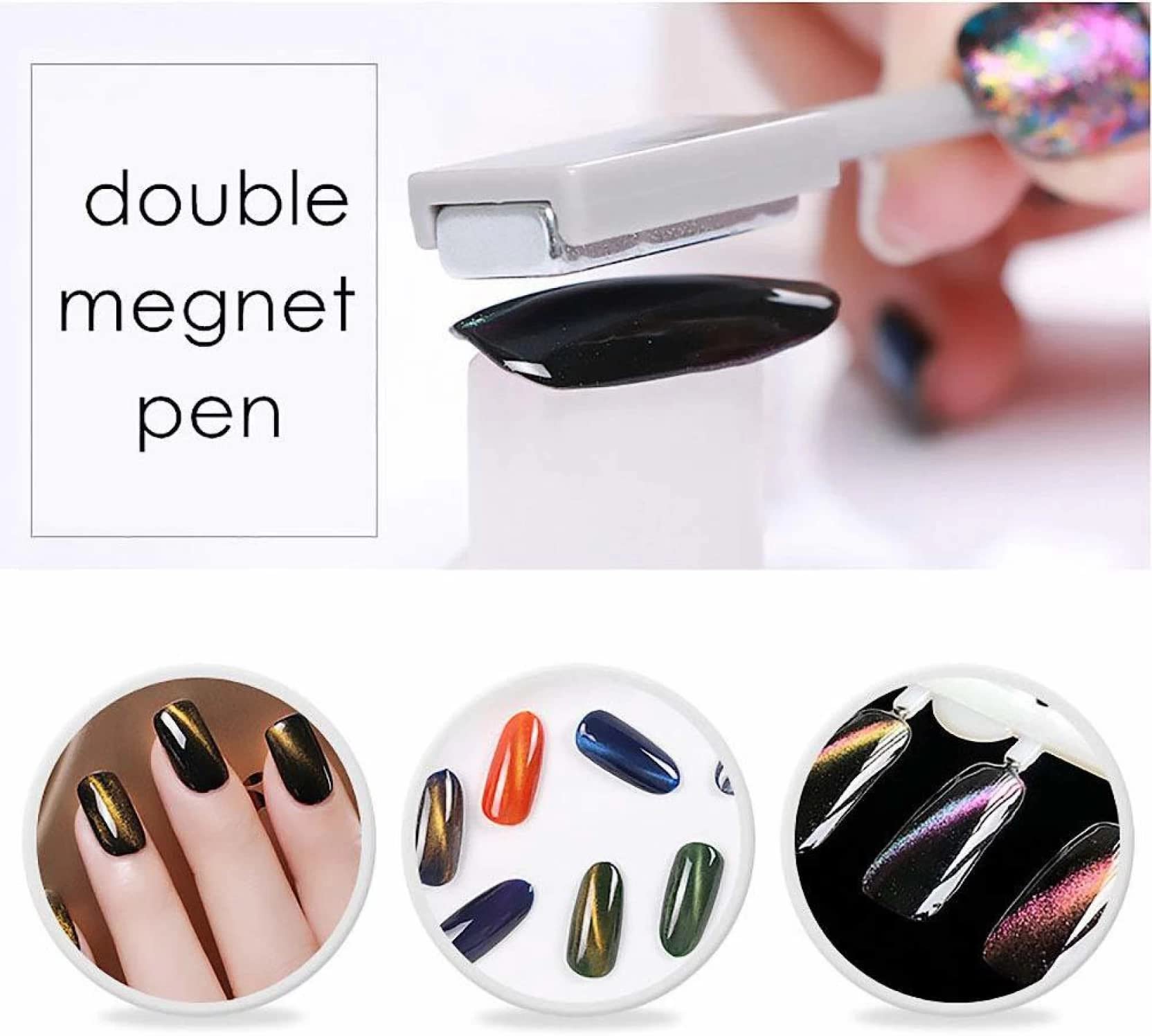 Gleevia 2Pcs Cat Eye Magnet for Nails - Double Head 3D Nail Art Magnet Stick for Cat Eye Gel Polish | Strong Magnetic Manicure Tool for Salon & Home Nail Designs