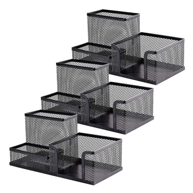 3-Pack Black Metal Mesh Desk Organizer - 3 Compartment Pencil Holder for Office, School & Home Organization | Perfect for Pens, Markers, Scissors & Office Supplies