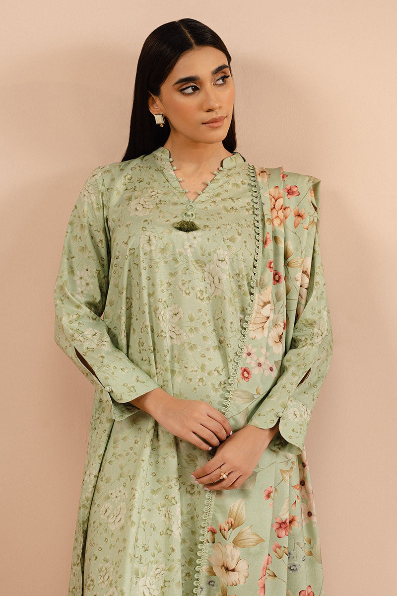 Elegant Mint Frost 2-Piece Set (Shirt & Dupatta) for Women - Perfect for Weddings, Parties & Festive Occasions