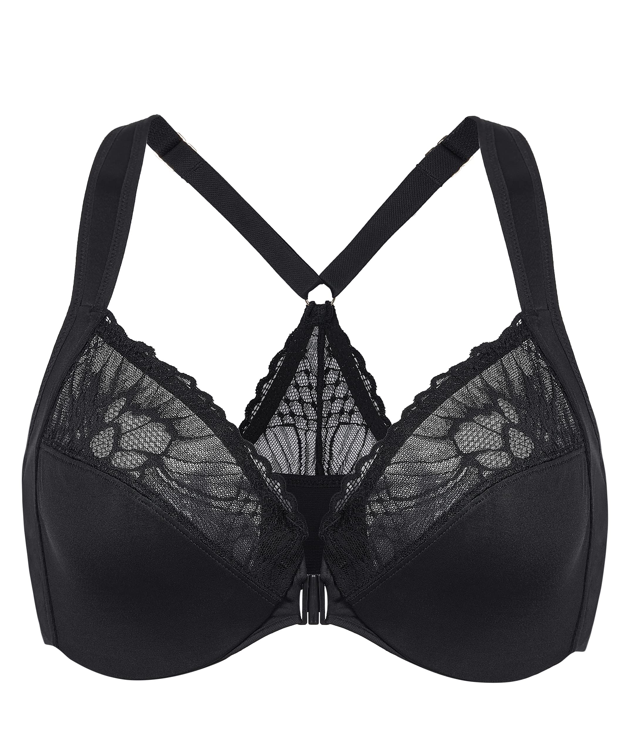 AISILIN Women's Front Closure Bras - Racerback Plus Size Full Coverage Unlined Underwire Bra for Comfort & Support - Perfect for Yoga, Workouts & Everyday Wear