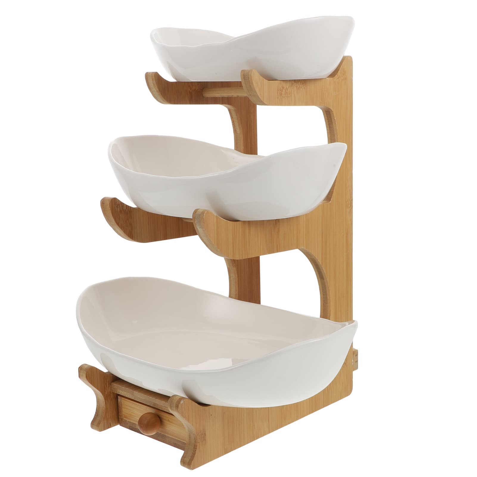 3-Tier Ceramic Fruit Bowl Set - Elegant Snack Plates & Serving Stand for Candy, Nuts, Vegetables | Kitchen Countertop Display (Assorted Colors) | Perfect for Parties, Dining Tables & Buffet Serving