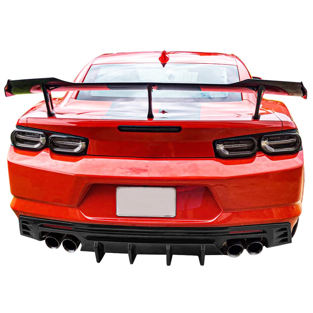 FREEMOTOR802® Rear Diffuser for 2016-2024 Chevrolet Camaro (Excluding ZL1) - IKON Style Matte Black PP Bumper Diffuser Guard & Lower Lip Replacement | Upgrade Your Camaro's Rear Styling for Sporty Look & Enhanced Aerodynamics