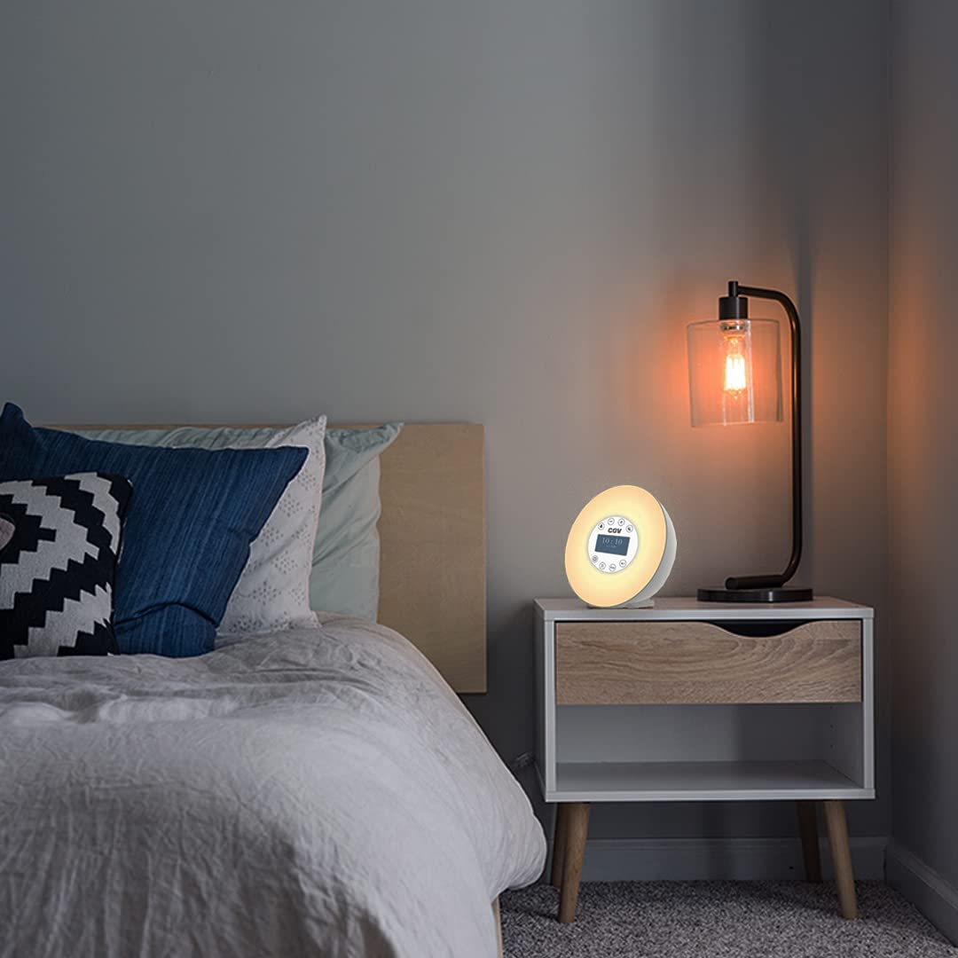 CGV | Aruna Sunrise Alarm Clock with Dawn & Dusk Simulation, 6 Color Changing Night Light - Perfect for Bedroom, Nursery & Light Therapy