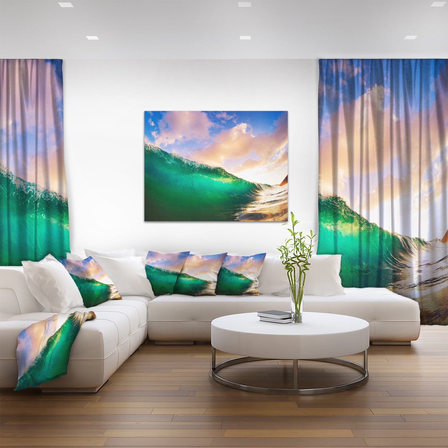 Waves Under Cloudy Sky Seascape Canvas Art Print - Ocean Wall Decor for Living Room, Bedroom & Office - Coastal Home Decor & Beach Themed Gift