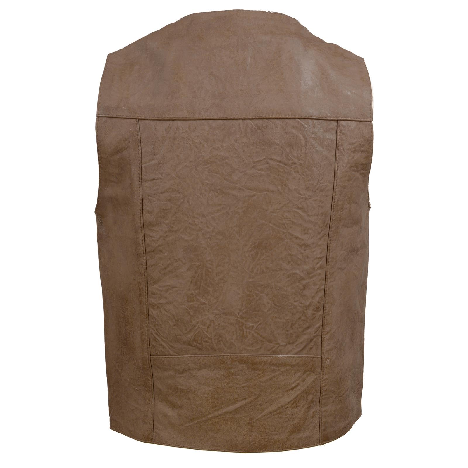 Milwaukee Leather Men's Premium Classic V-Neck Motorcycle Vest - Large Size | Genuine Leather Biker Jacket for Harley Riders | Perfect for Motorcycle Clubs, Road Trips & Casual Wear