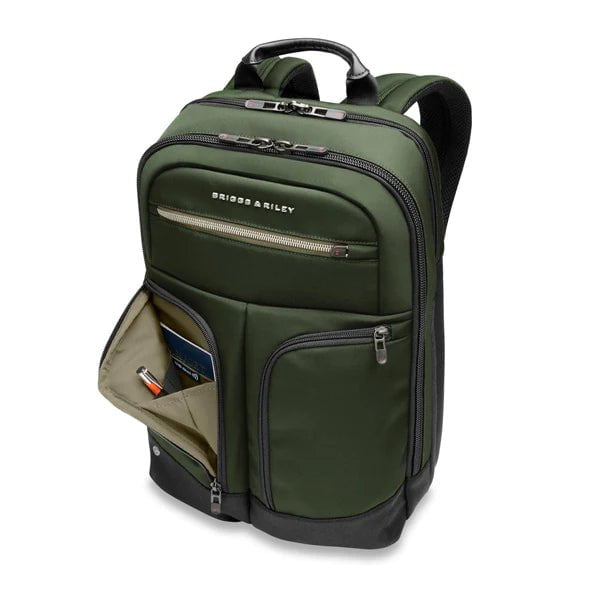 Briggs & Riley HTA Medium Slim Expandable Backpack for Business Travel & Commuting - Durable Carry-On Laptop Backpack with USB Charging Port