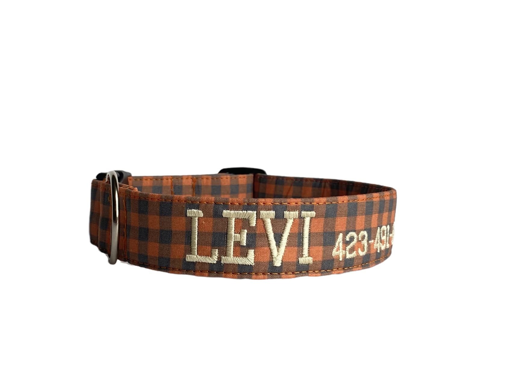 Duke & Fox® Custom Embroidered Buffalo Plaid Dog Collar - Personalized Pet Collar for Small Medium Large Dogs - Perfect for Christmas, Holidays & Outdoor Adventures