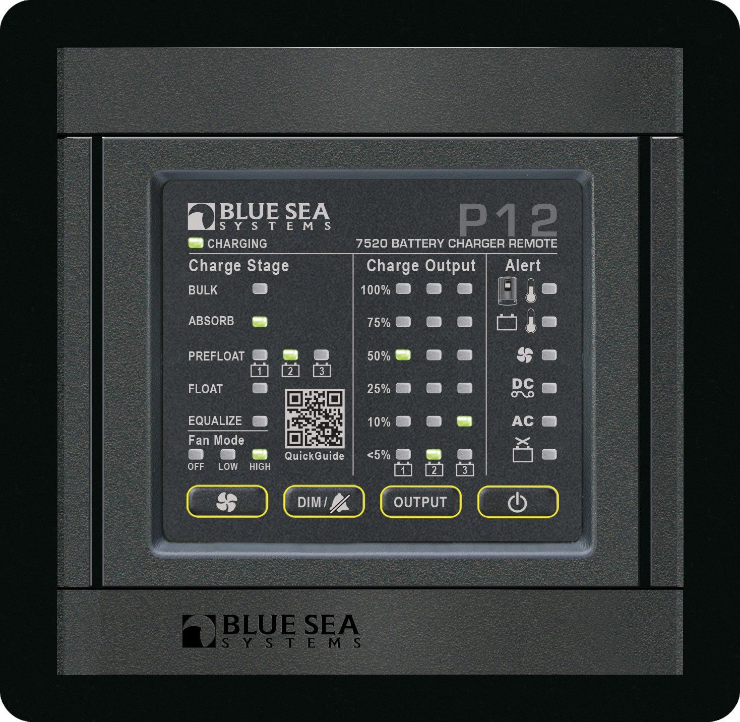 Blue Sea Systems 360 Panel P12 Marine Battery Charger with LED Remote - Perfect for Boats, Yachts & RV Power Systems