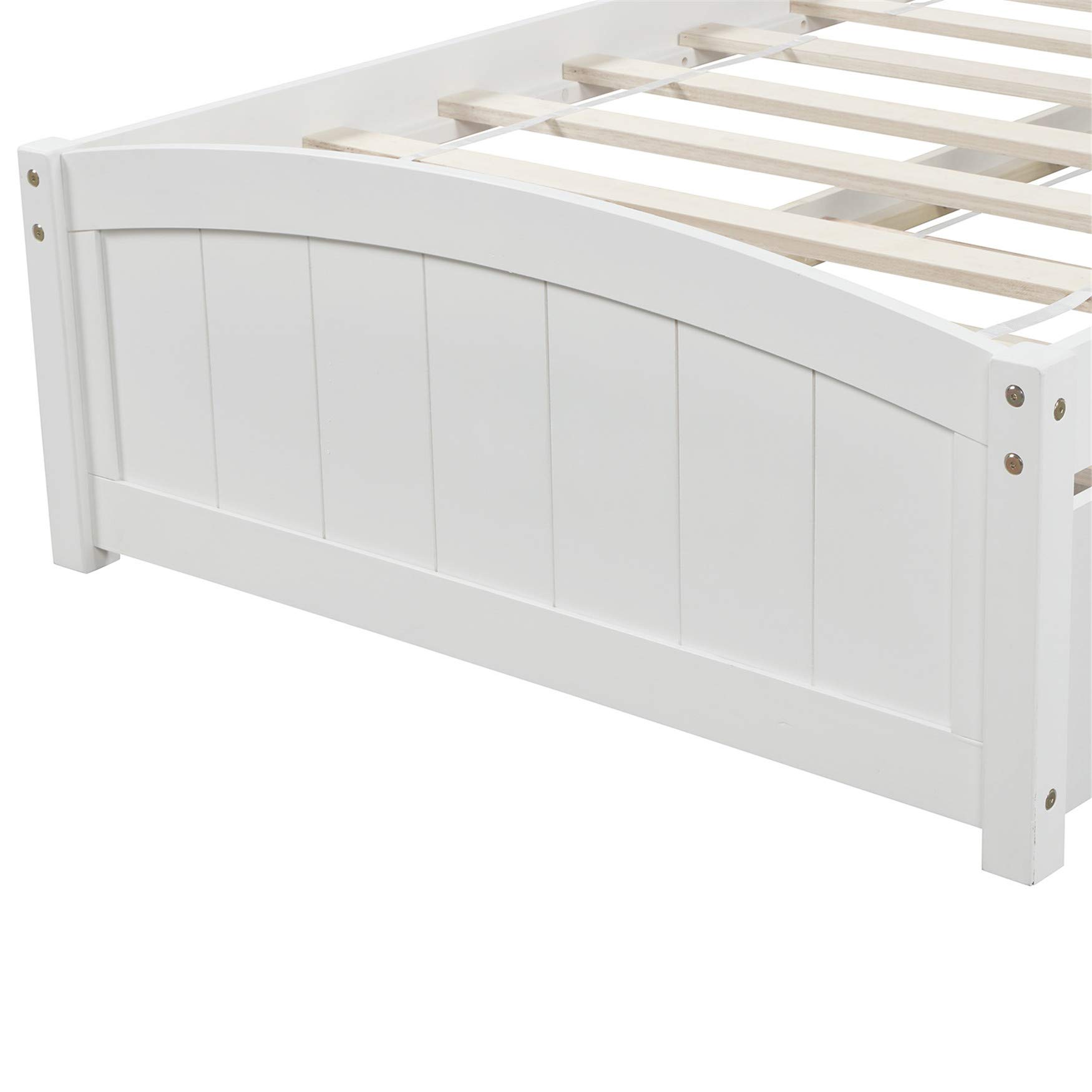 Solid Wood Twin Platform Bed with Headboard & Trundle - Space-Saving for Small Bedrooms