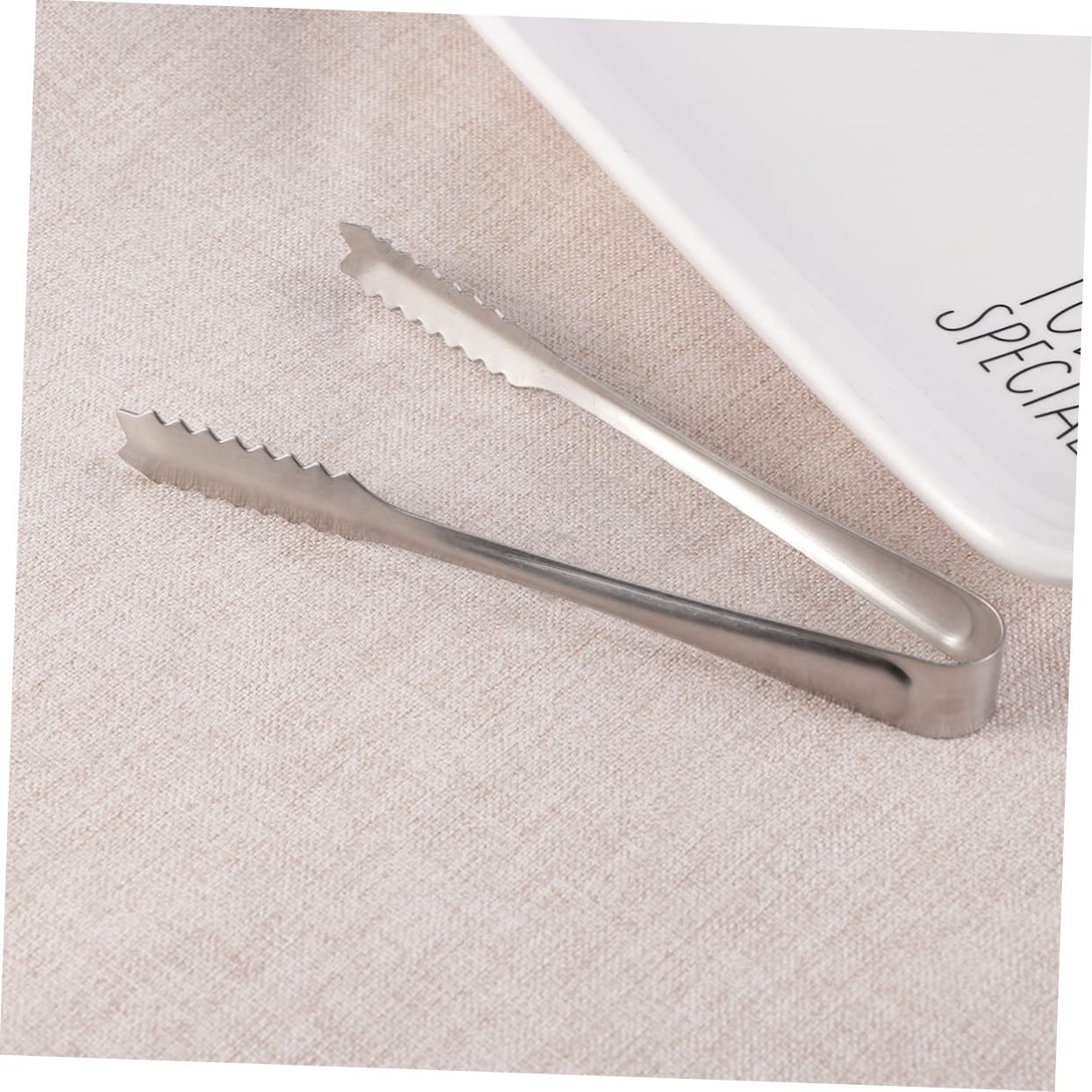 4-Piece Stainless Steel Ice Cube Tongs & Food Serving Tongs Set - Mini Bread Clip, Food Clip for Cocktails, BBQ, Baking, and Party Serving