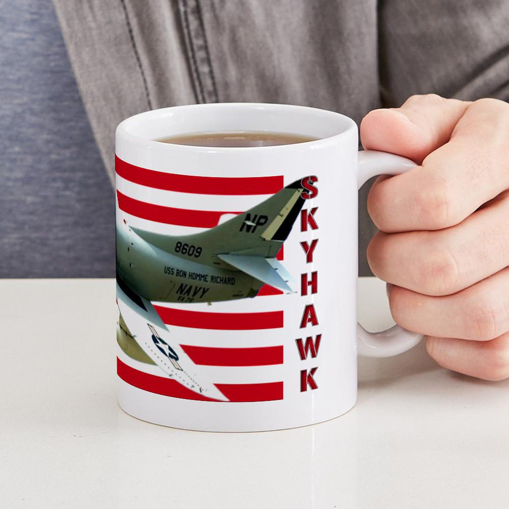 A 4 Skyhawk 11 oz (325 ml) Ceramic Coffee Mug - Perfect for Aviation Enthusiasts, Military Gifts & Office Use