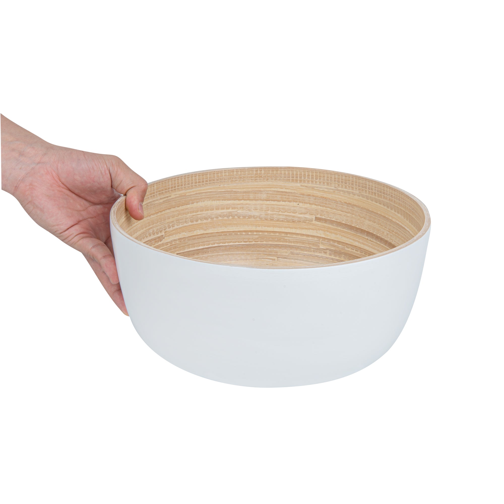 Bambuddha 30 oz Round White Spun Bamboo Large Salad Bowl - 11 x 11 x 5.5 Inches - Eco-Friendly Kitchenware for Serving Salads, Pasta, Fruits & Party Snacks - 1 Count Box