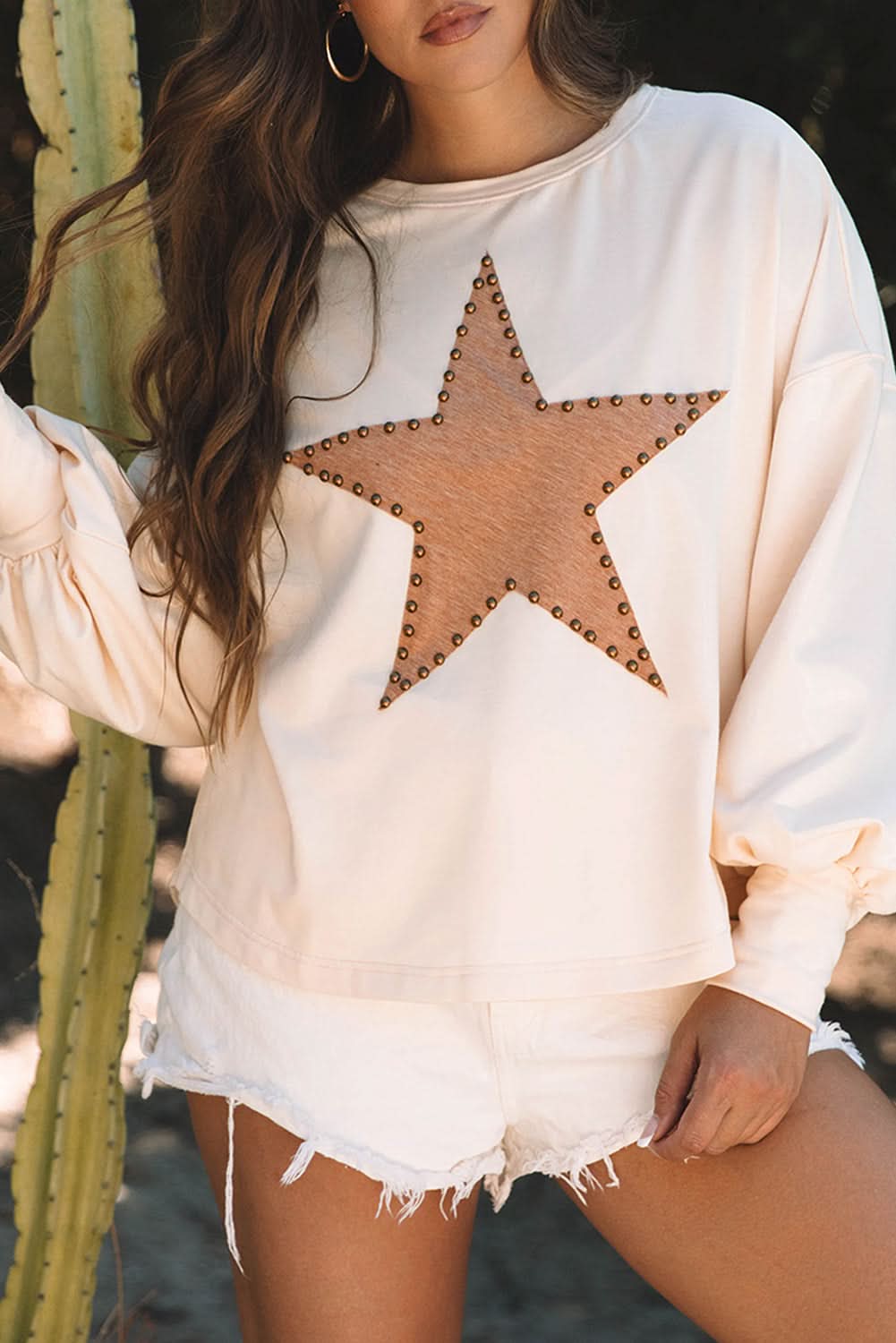 Stylish Apricot Oversized Long Sleeve Top for Women - Loose Fit Casual Blouse - Perfect for Fall Layering & Everyday Wear