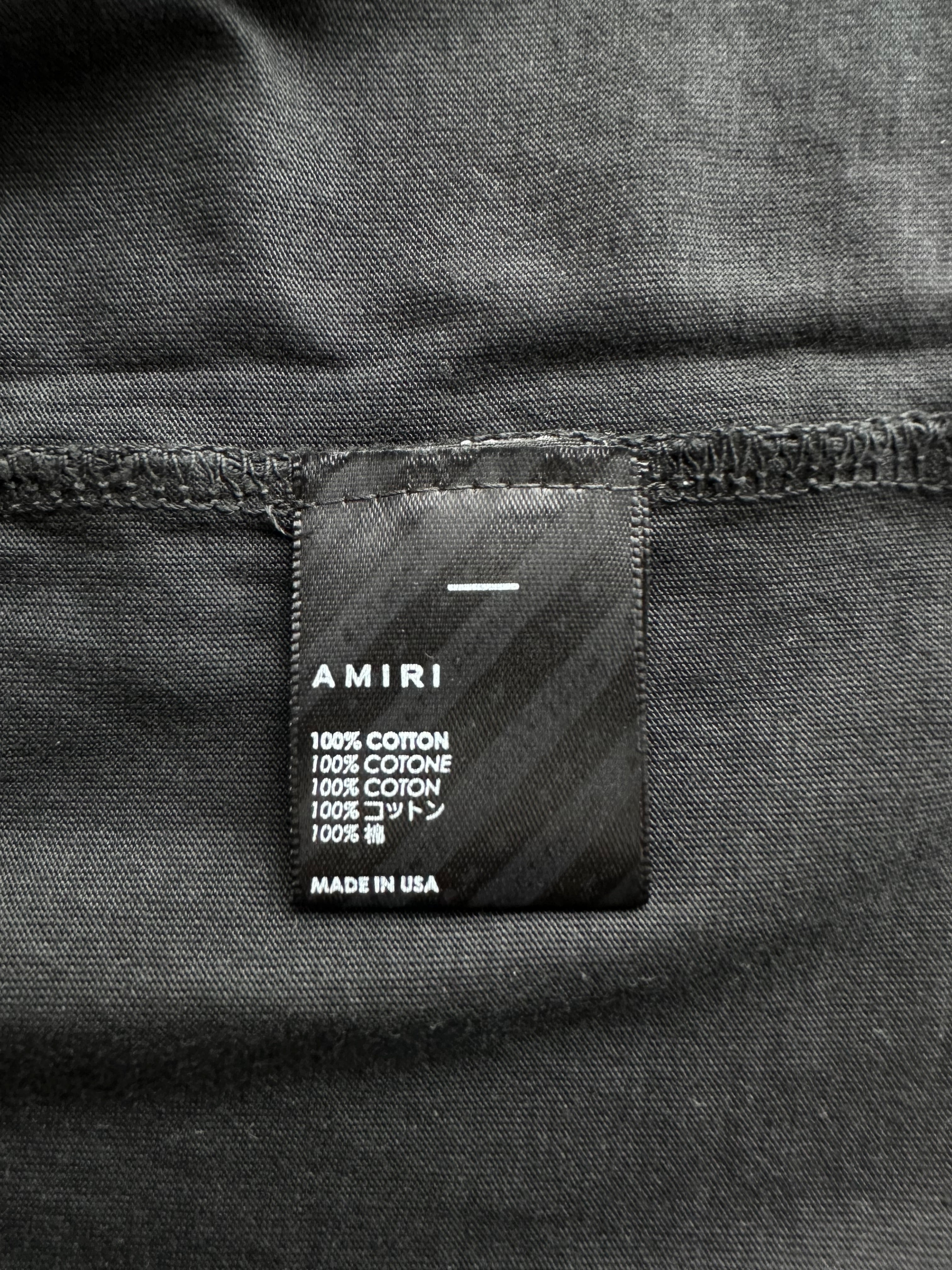 Amiri Faded Black Distressed MA Bar Logo T-Shirt for Men - Vintage Graphic Tee for Casual Wear & Street Style Outfits