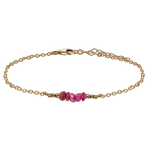 Luna Tide Ruby Chip Bead Bar Bronze Anklet - Boho Chic Adjustable Ankle Bracelet for Women, Perfect for Beach, Summer & Festival Outfits