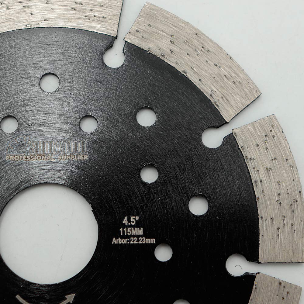 5 Pack 4-1/2 Inch Diamond Blades for Concrete, Stone, Brick & Block - Dry/Wet Segmented Cutting Wheel Disc with 7/8 Arbor for Angle Grinder - Perfect for Masonry, Tile & Construction Projects