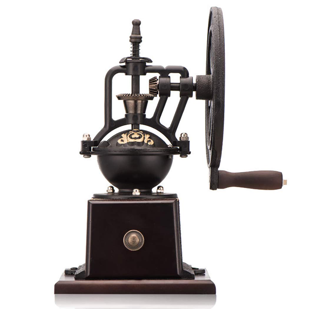 DPPAN Antique Manual Coffee Grinder - Stainless Steel Conical Burr Mill with Adjustable Wooden Base | Retro Hand Crank Coffee Bean Grinder for Espresso, French Press & Pour Over | Perfect for Home, Office & Camping Use