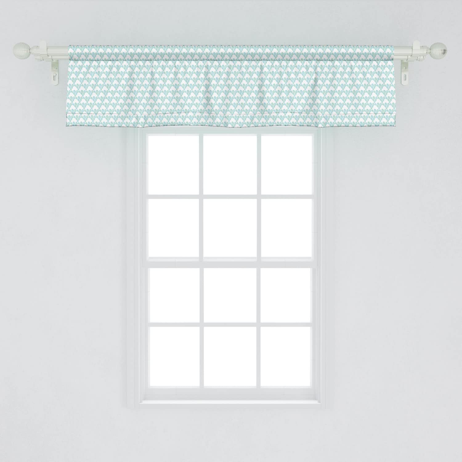 Ambesonne Mint Window Valance Set of 2 - Abstract Doodle Design with Soft Pastel Bubbles, Rod Pocket Curtain Valances for Kitchen & Bedroom, 54