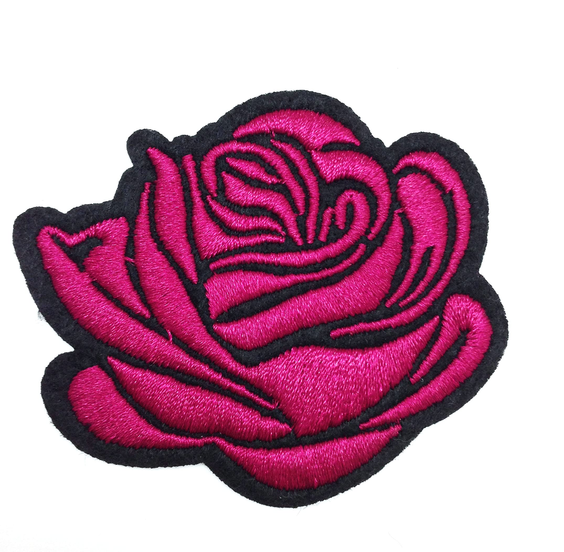 PEPPERLONELY 5-Piece Embroidered Rose Flower Iron-On Patches for Clothing, Hats, Bags & Jeans – DIY Applique Craft Accessories (Rose Red, 5.5 x 6.6cm) – Perfect for Customizing Denim Jackets, Backpacks & Fashion Upcycling Projects
