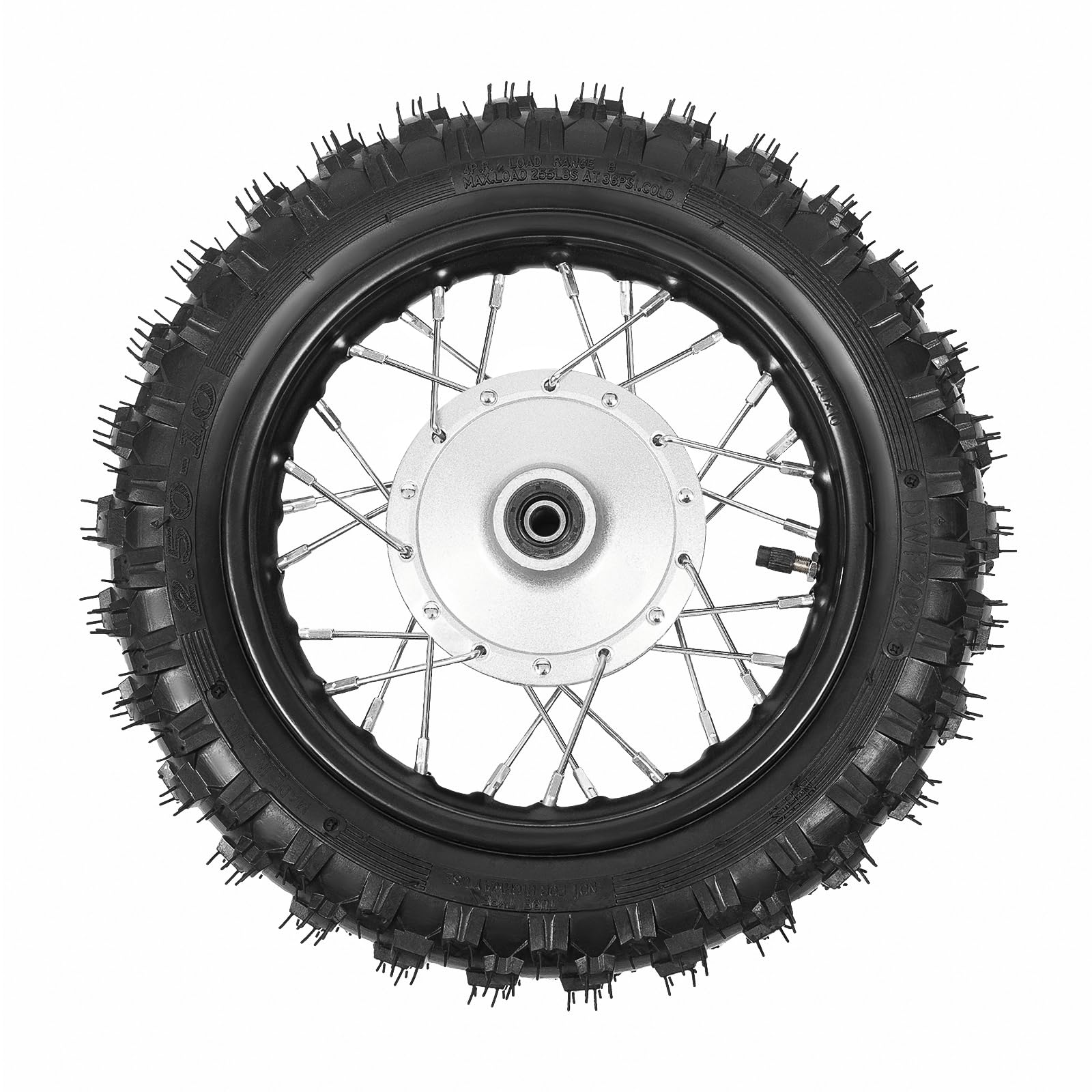 Honda CRF50 XR50 BBR KLX Dirt Bike Front & Rear Wheel Set - 2.50-10 Tire Rim with Drum Brake, Chain & Plate (16