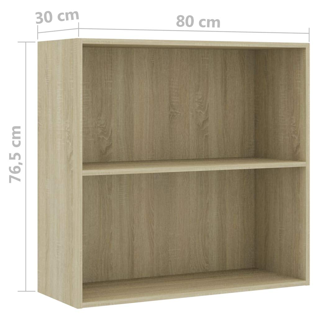 2-Tier Bookshelf Storage Rack - Sonoma Oak 31.5