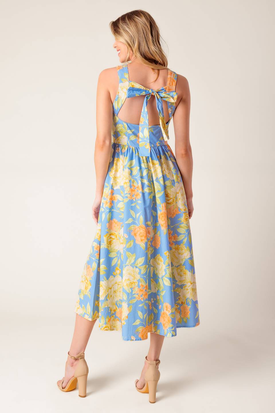 Magic Powder Blue Woven Midi Dress - Elegant Flowy Summer Dress for Women | Perfect for Weddings, Parties & Beach Vacations