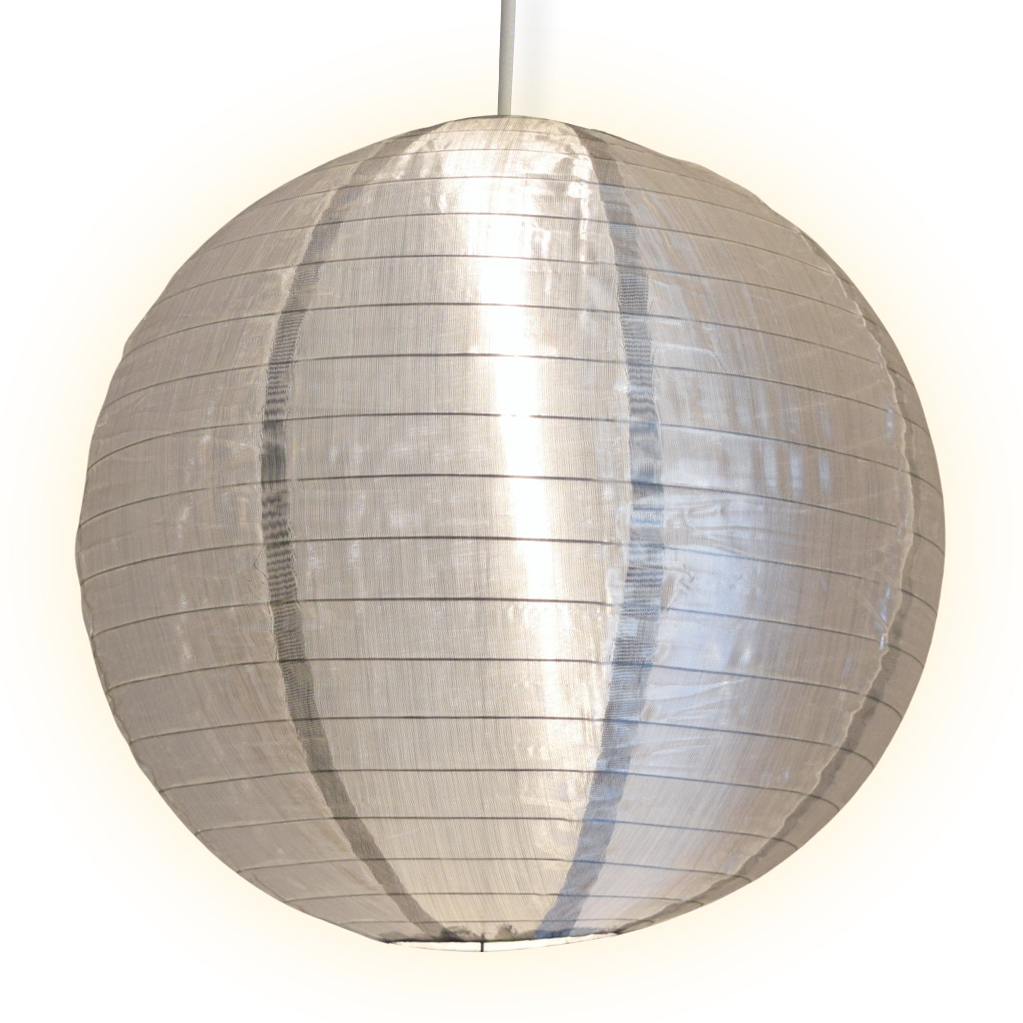 14 Inch Silver Shimmering Nylon Lantern with Even Ribbing - Durable Hanging Decoration for Indoor/Outdoor Parties, Weddings & Garden Decor