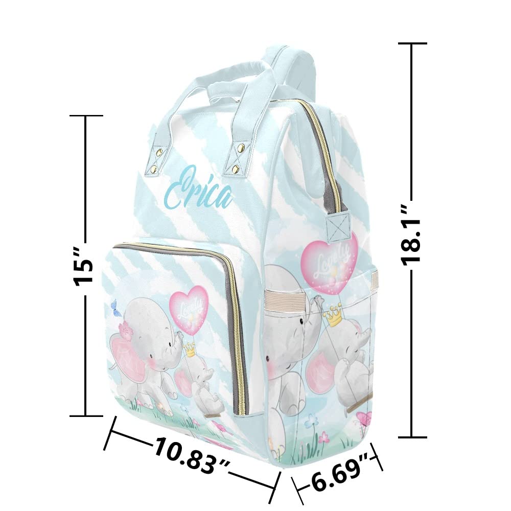 Personalized Elephant Diaper Bag for Mom - Custom Name Waterproof Nursing Tote & Mummy Backpack - Perfect for Baby Travel, Outdoor Activities and Daily Use