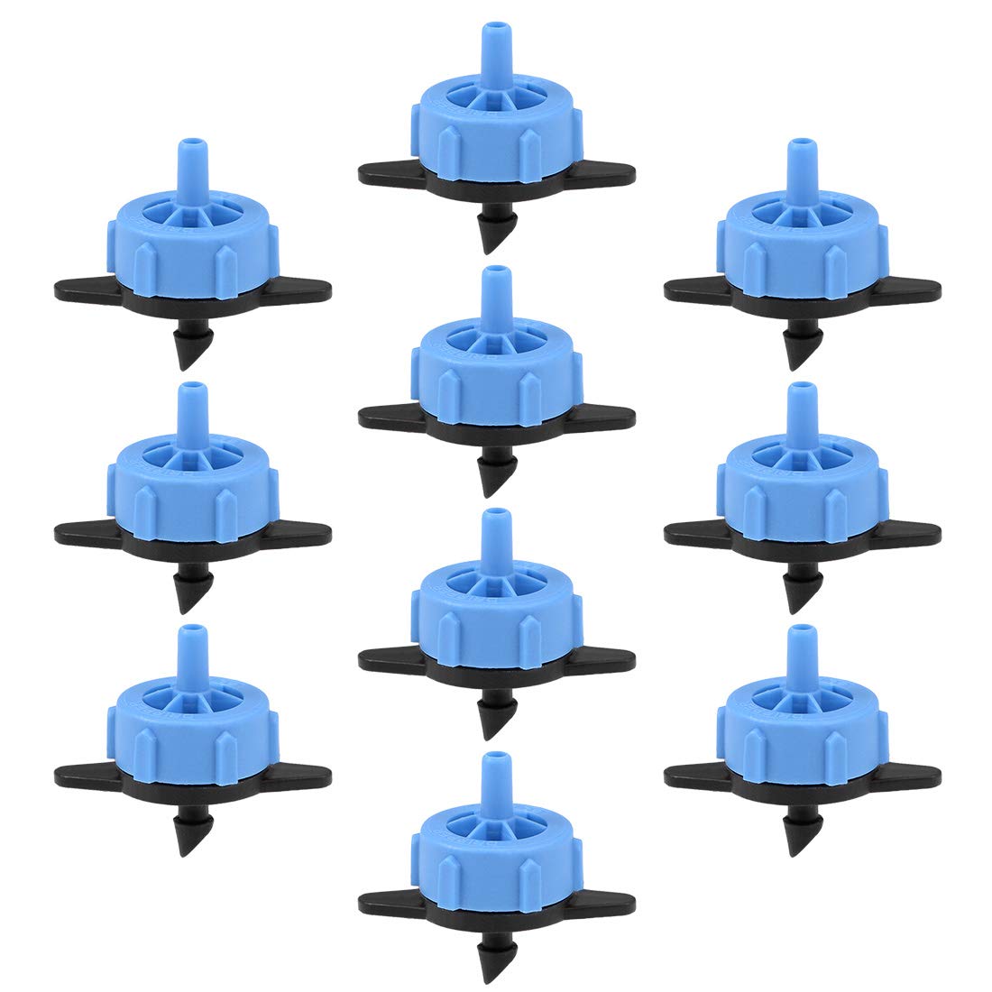 uxcell 2GPH Pressure Compensating Drip Emitters (10-Pack) - 8L/H Garden Irrigation Drippers with Barbed Hose Connectors - Ideal for Lawn, Flower Beds & Vegetable Gardens