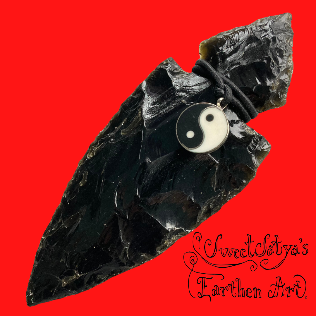 Obsidian Yin Yang Arrow Pendant Necklace - Spiritual Protection & Balance Jewelry for Meditation, Yoga, and Energy Healing